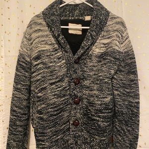 Blue knit sweater, fleece lined